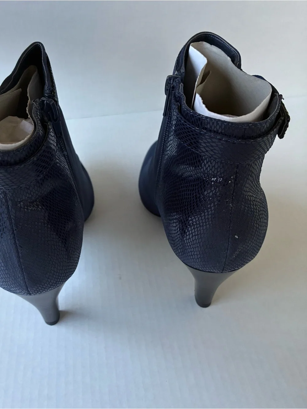 Women’s Navy Faux Suede Ankle Booties - Sleek Heeled Design